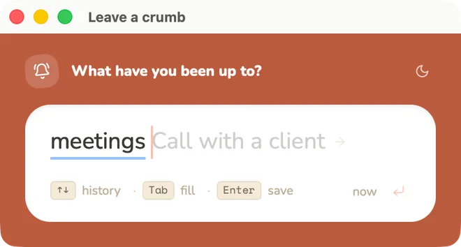 Crumbs prompt window