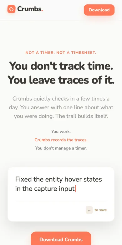 Crumbs on mobile